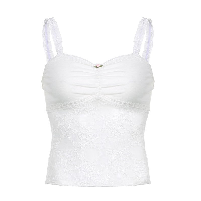 Lace stitching micro sheer camisole   HA1579