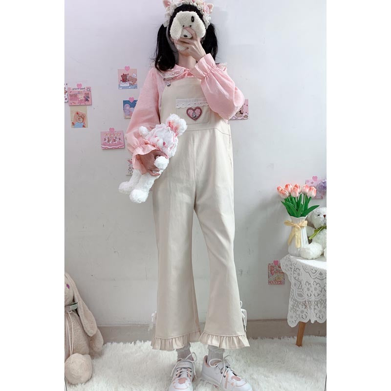 Ruffled milk tie overalls HA0905