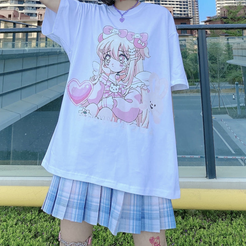Cartoon Anime Print Short Sleeve T-Shirt  HA0396