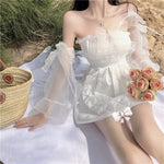 Super fairy one-shoulder white dress   HA0350