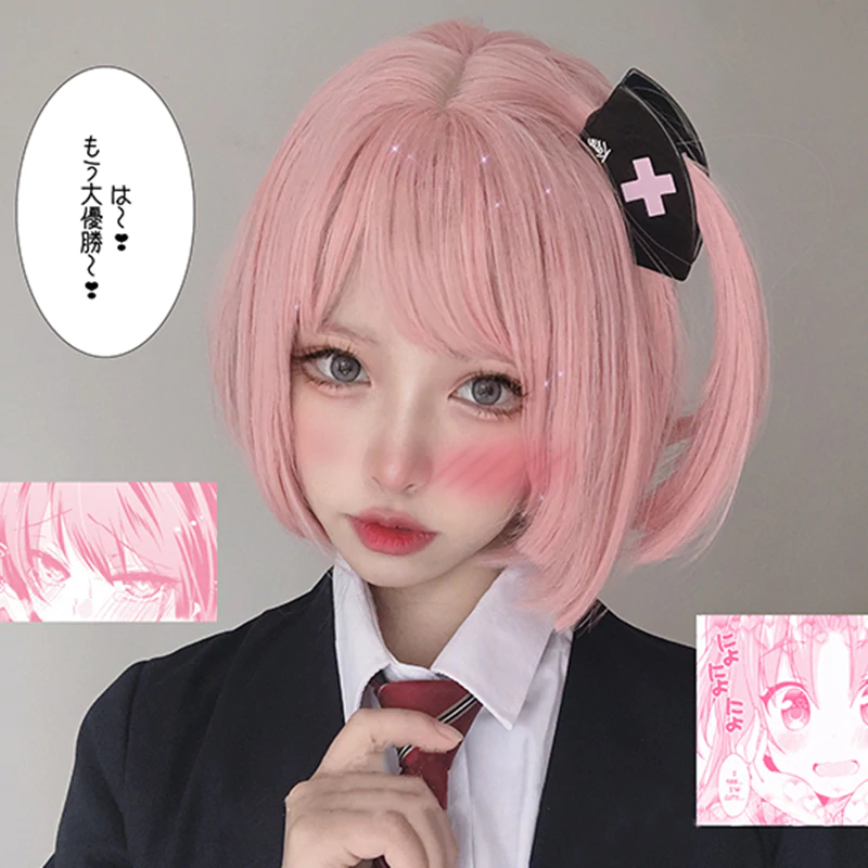 Daily Pink Short Straight Hair  HA0242