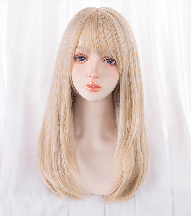 Blonde natural fluffy straight hair HA0070
