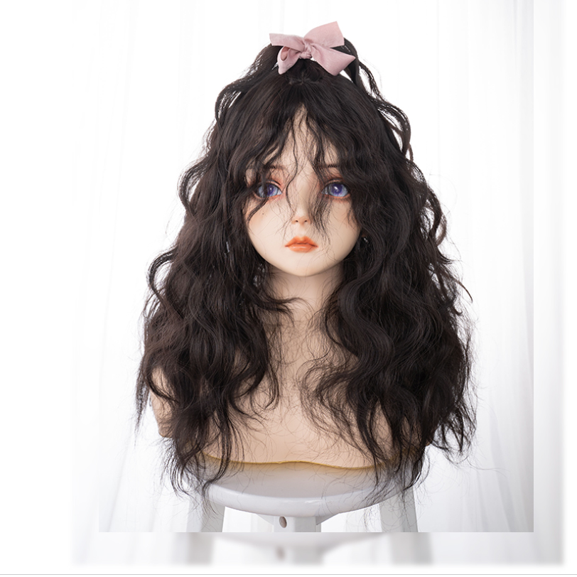 Black Wool Roll Wig HA0227