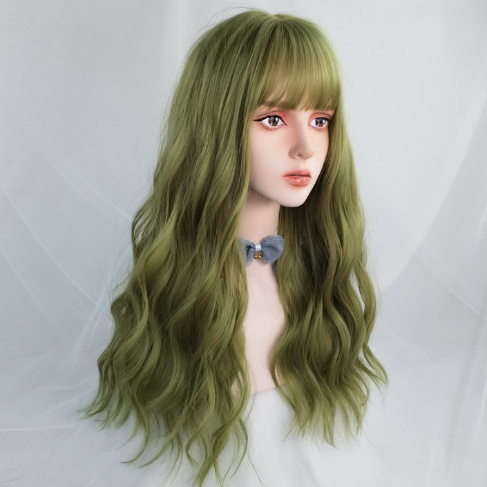 Fluorescent green long curly hair  HA0253