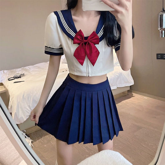 Fashionable age-reducing shirt and skirt two-piece set   HA1325