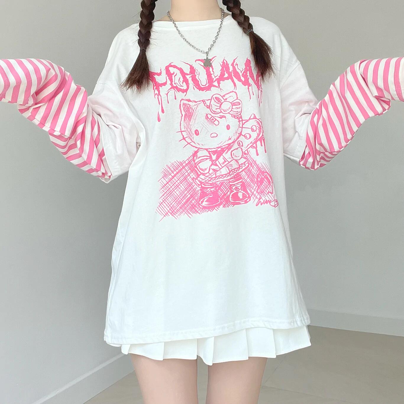 Comic Stripe Long Sleeve Top  HA1293