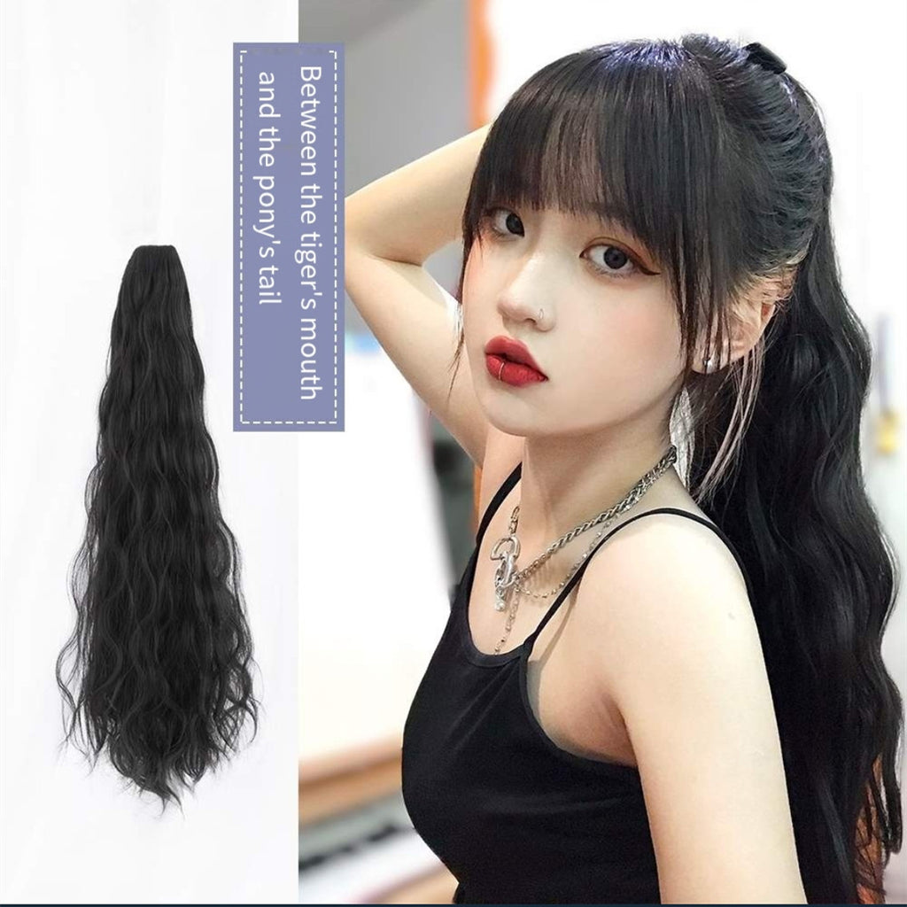 High ponytail grab clip big waves  HA0161