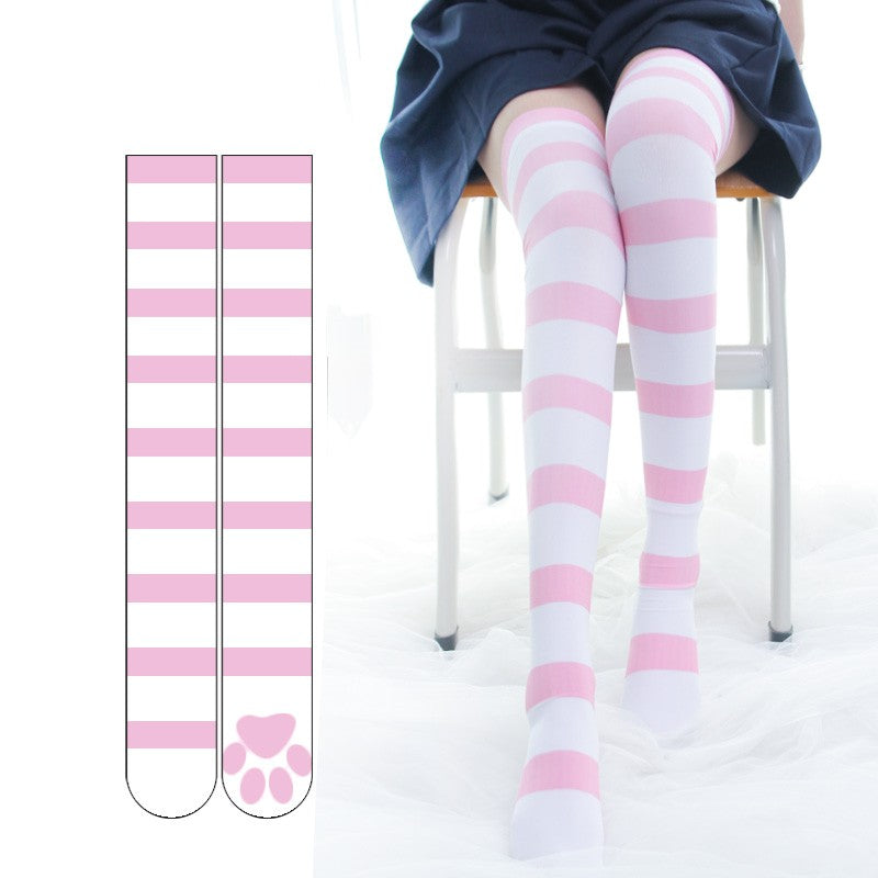 Cat's Claw Stripe Over the Knee Socks HA1518