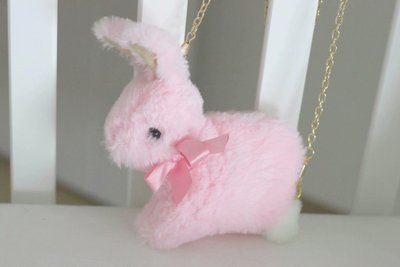 Cute bunny with pink bowknot   HA1886