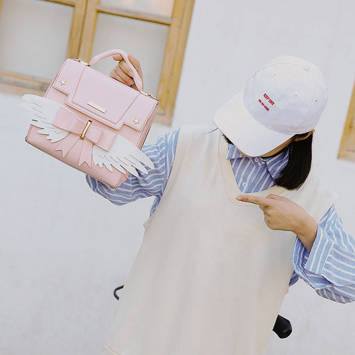 Cute Pink Sakura Wings Tote Bag   HA0788