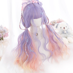 Purple pink gradient long curly hair HA0360