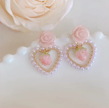 Pink Heart Peach Heart Stud Earrings  HA0795