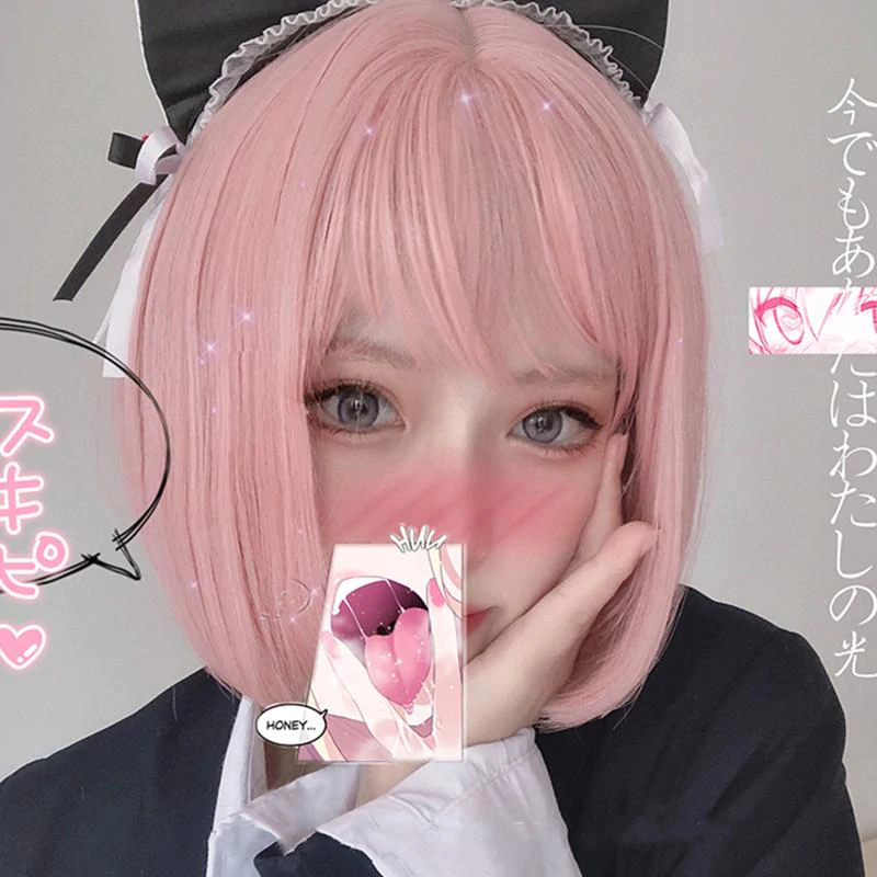 Daily Pink Short Straight Hair  HA0242