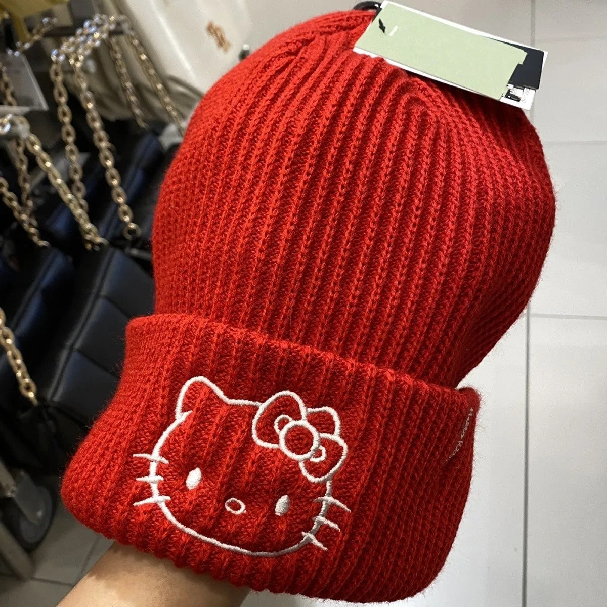 Cute cat embroidered knitted hat   HA1174