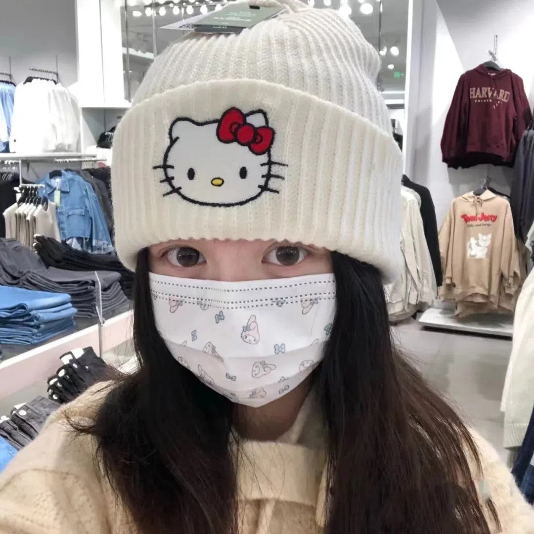 Cute cat embroidered knitted hat   HA1174