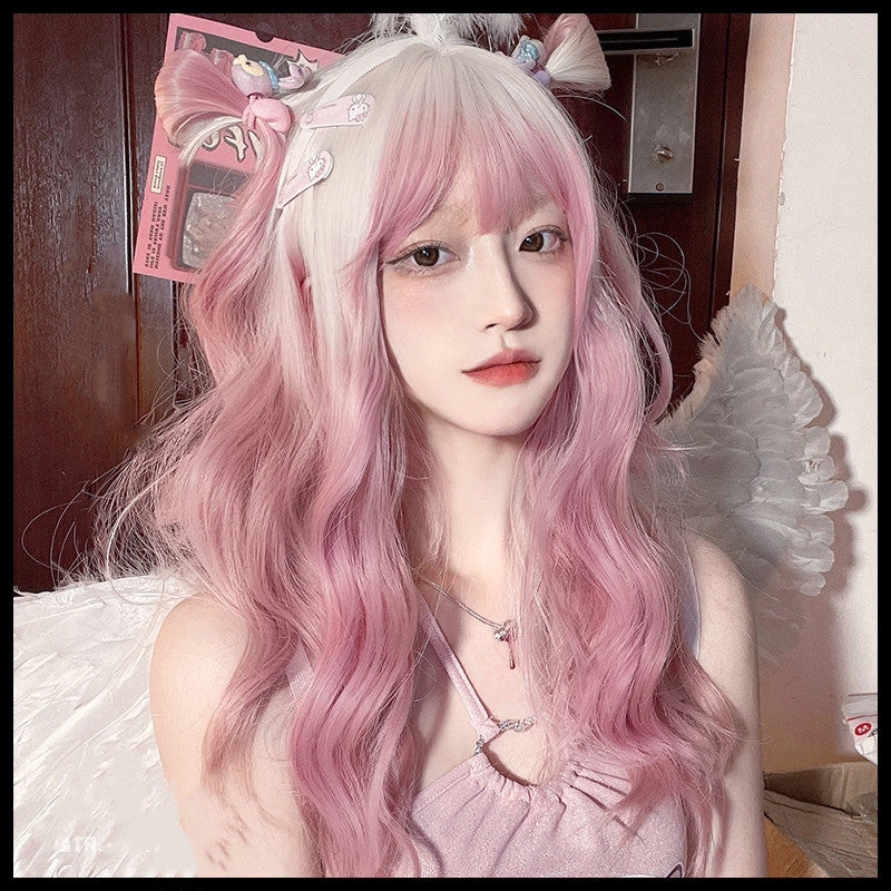 Gradient thin persimmon powder long curly hair  HA0307
